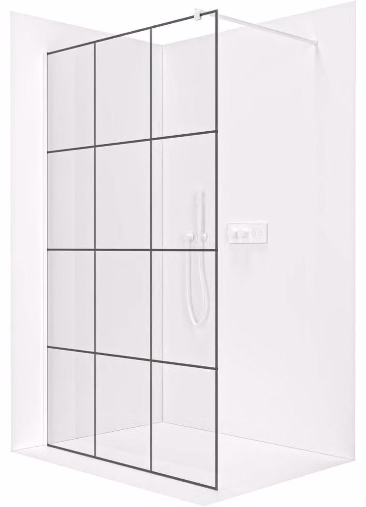 Pannello doccia angolare Walk-in Onyx Round, destro/sinistro - 8 mm - montante rotondo - bianco opaco, vetro industriale - 150x200 cm