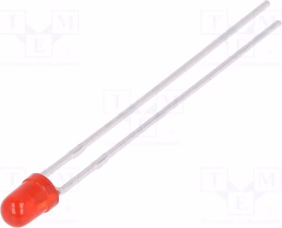 5 LED, 3mm. Quantità: 2. L-7104ID. Diodi LED a foro passante, 3mm, 40°, rosso, 12÷30 mcd