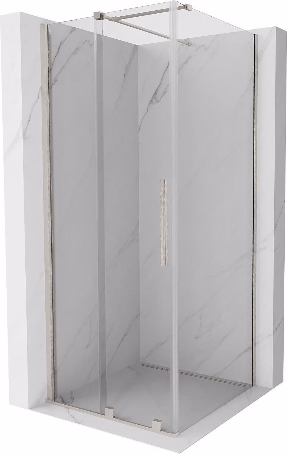 Mexen Velar cabina doccia scorrevole 110 x 110 cm, trasparente, nichel spazzolato - 871-110-110-01-97