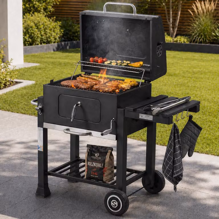 Barbecue a carbonella Strattore / BBQ quadrato XL carrello per barbecue in ferro