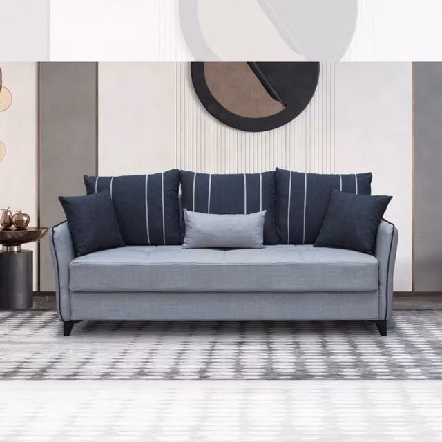 Divano letto contenitore grigio chiaro 210x94x80