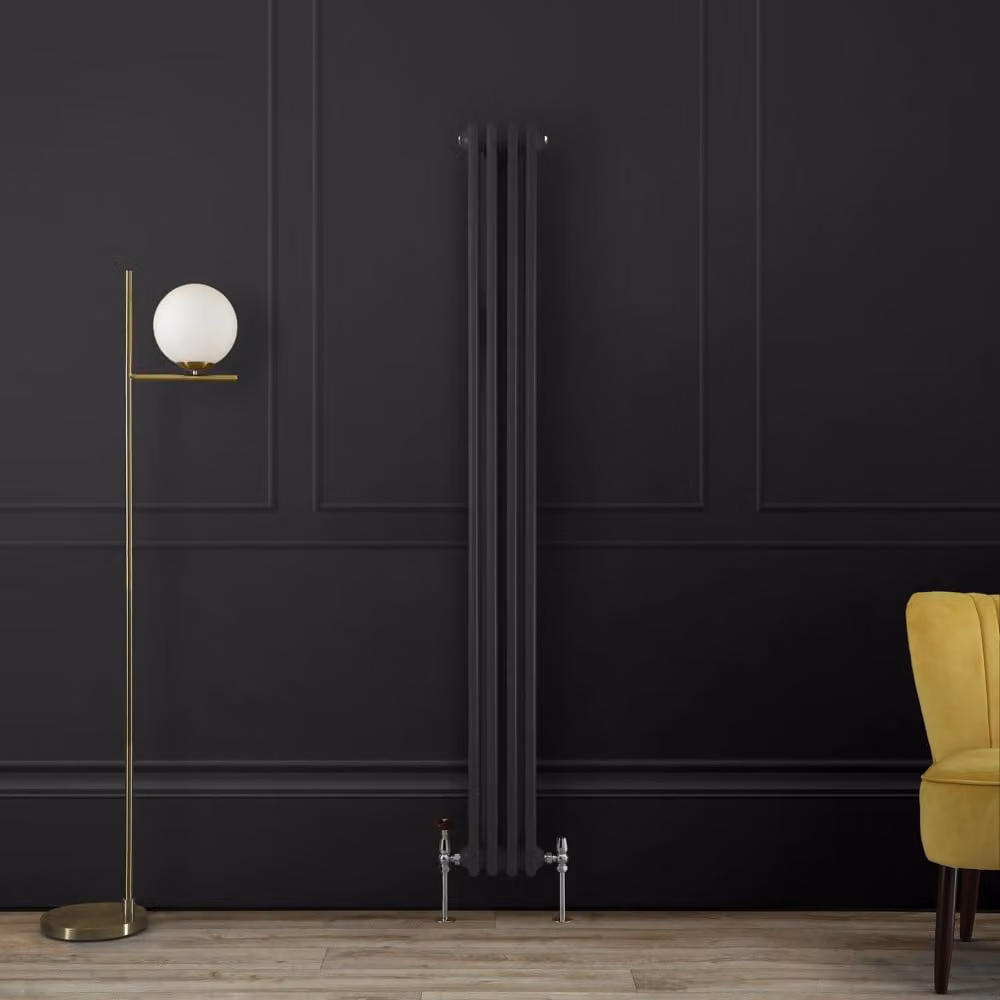 Radiatore Tradizionale a Doppia Colonna Verticale - Nero (Midnight Black) - 1800mm x 200mm - Regent by Hudson Reed