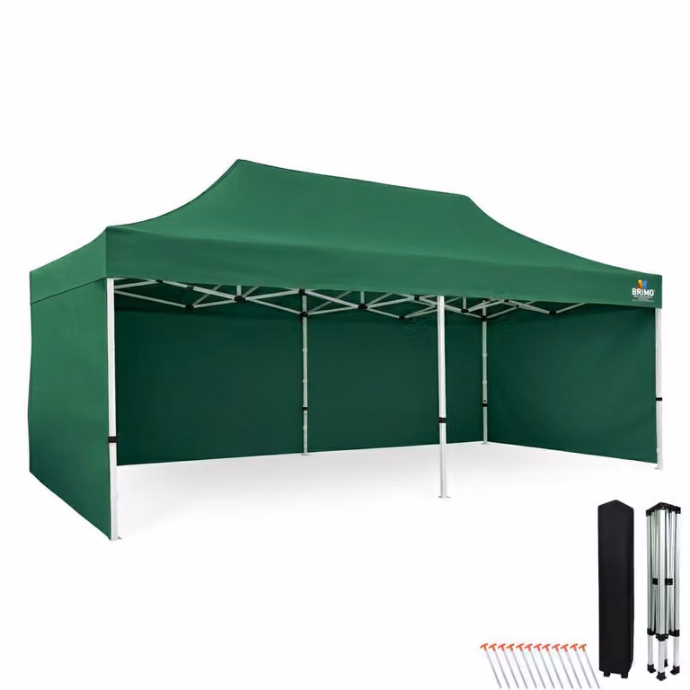 Tenda da giardino 3x6, gazebo pieghevole impermeabile 330 g/m², struttura in acciaio + 3 pareti