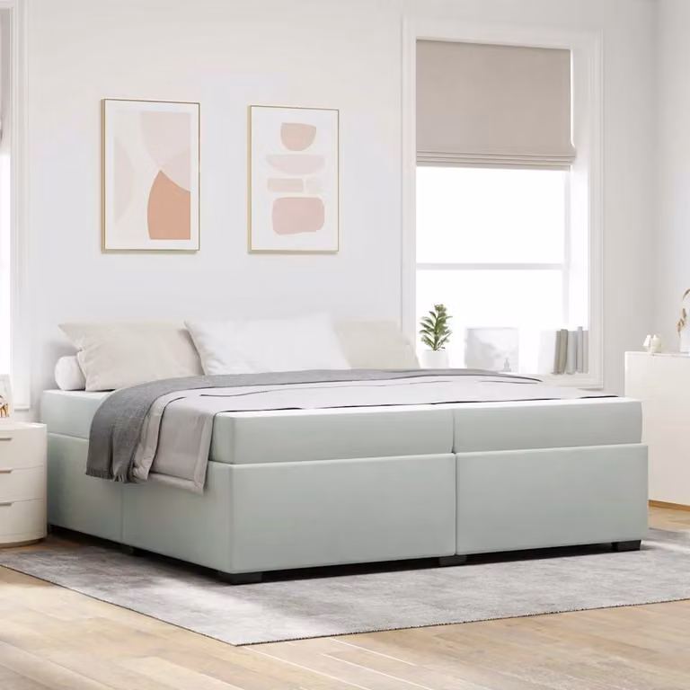 Struttura del letto moderna vidaXL in tessuto grigio con legno ingegnerizzato L/P: 200 x 200 cm
