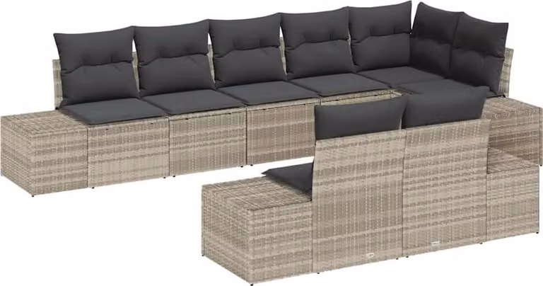Set Divano da Giardino 8 pcs Grigio chiaro polyrattan