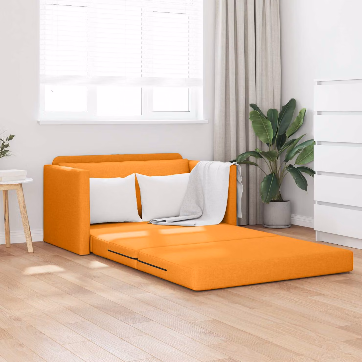 vidaXL Divano letto moderno in tessuto giallo e arancione L: 124 cm, P: 71 cm, H: 78 cm