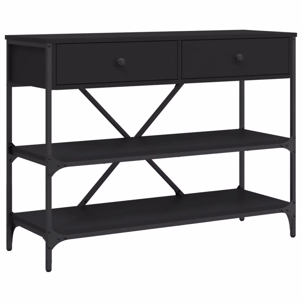 Consolle vidaXL in legno e metallo nero opaco per ingresso e corridoio L/P/H: 80 x 34,5 x 75 cm – 2