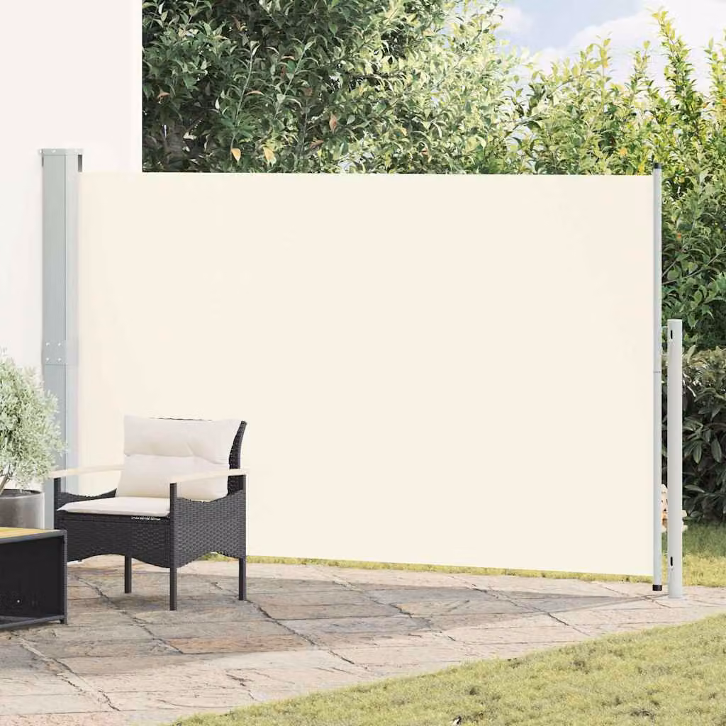 vidaXL Tenda Laterale Retrattile per Patio in Poliestere e Acciaio, Beige, L: 314 cm, H: 180 cm – 1