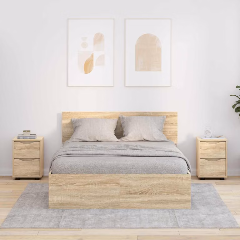 Set di 2 comodini moderni vidaXL in colore rovere sonoma, L 30,5 cm x P 30 cm x H 43 cm