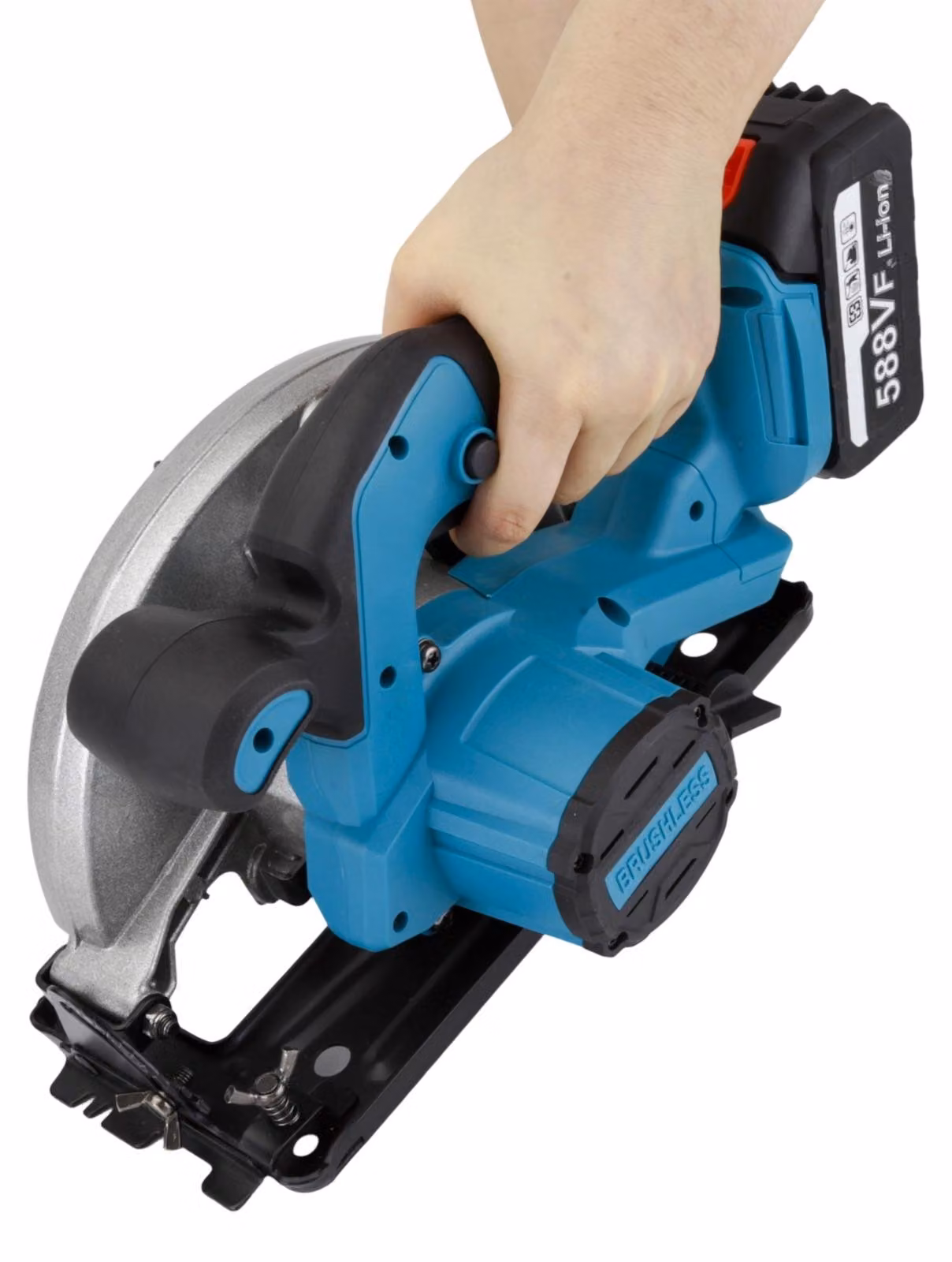 Sega circolare a batteria, motore brushless, diametro 185 mm, 10.800 giri/min, taglio regolabile, per legno, 18 V, con 2 batterie
