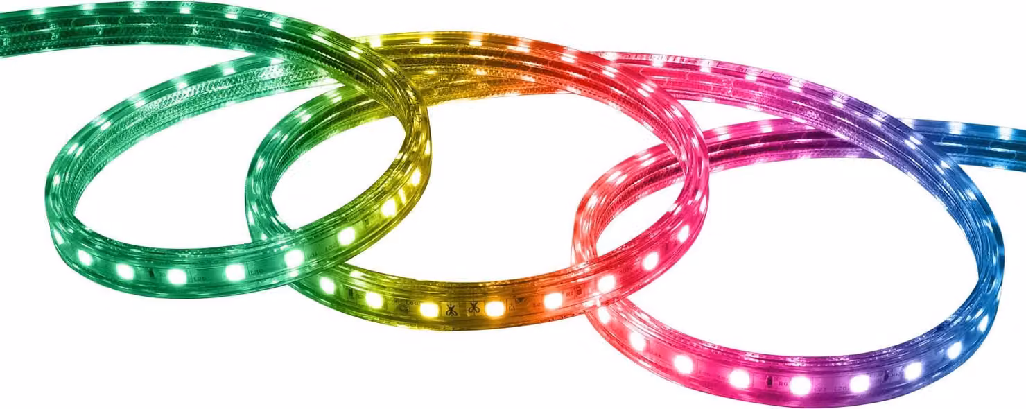Striscia LED RGB 220V SMD 60 LED/m 10W/m larghezza 16mm sezione 100cm IP65 2 m