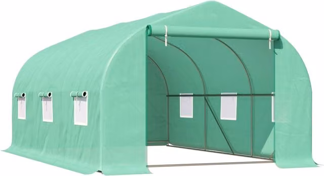 Serra da Giardino GIORDANOSHOP con Tetto Spiovente in Acciaio e PE Verde L: 4.5 m, P: 3 m, H: 2 m