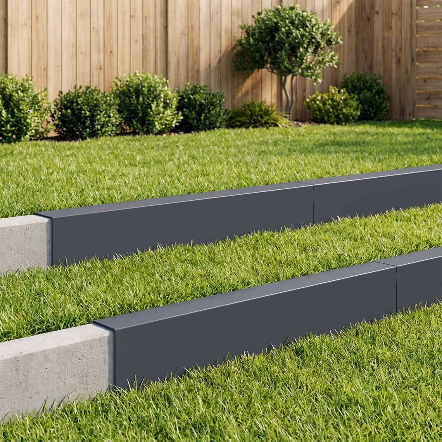 Set di 10 profili di copertura per giardino vidaXL in acciaio, colore antracite, L: 100 cm, P: 15 cm, H: 15 cm
