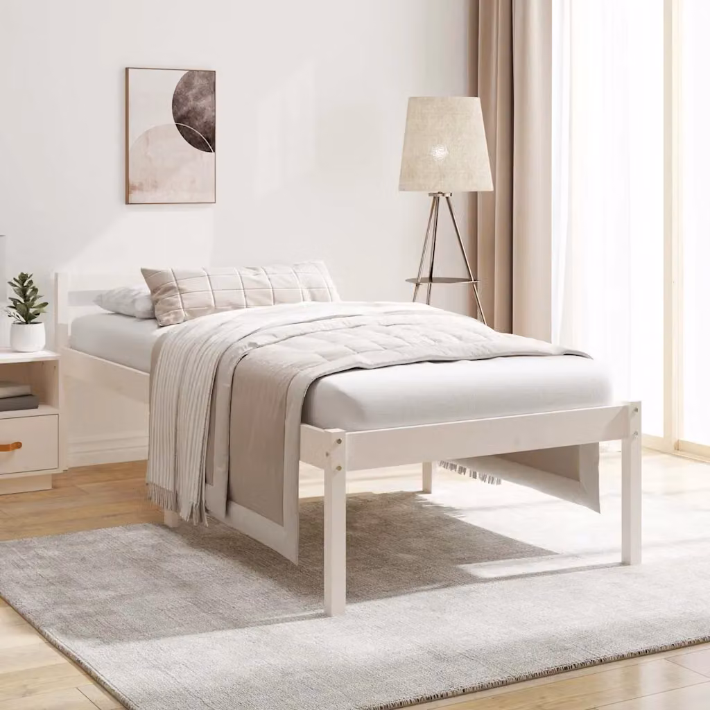 Letto singolo per anziani vidaXL in legno di pino bianco lacquered L/P: 190 x 90 cm
