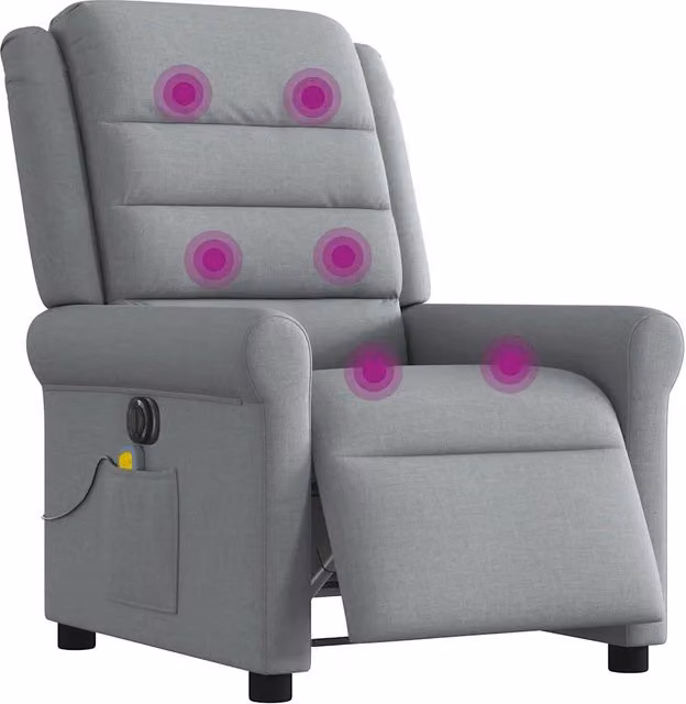 Poltrona Reclinabile Elettrica con Massaggio vidaXL in Tessuto Grigio – 1