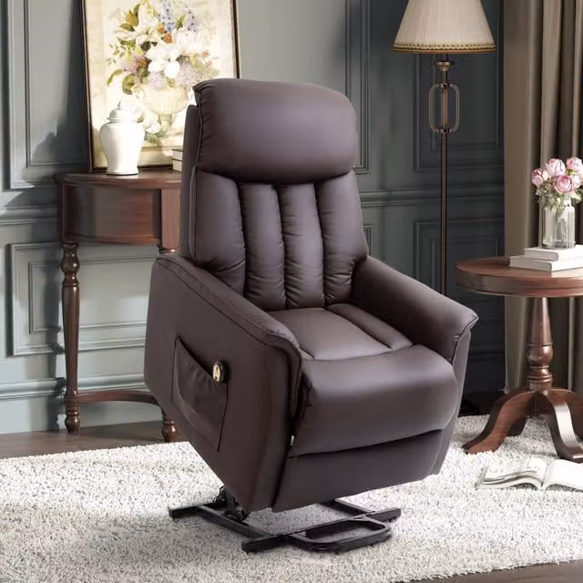 Poltrona relax elettrica Mivray in ecopelle marrone con telecomando, L: 104 cm, P: 80 cm, H: 94 cm
