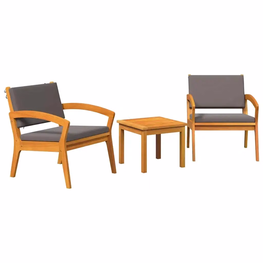 Set bistrot vidaXL in legno di acacia marrone e grigio per giardino e terrazzo – 2