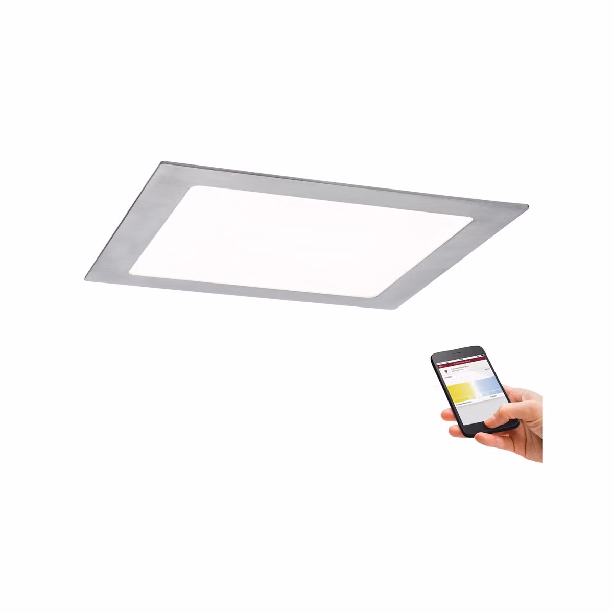 Pannello LED da incasso, 13,5W, SmartPanel, Bluetooth, temperatura di colore regolabile da 2700K (bianco caldo) a 6500K (bianco luce diurna), luminosità 1000lm, materiale: ferro
