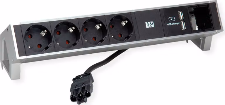 BACHMANN DESK2 4x contatto di terra 1x caricatore USB, alluminio