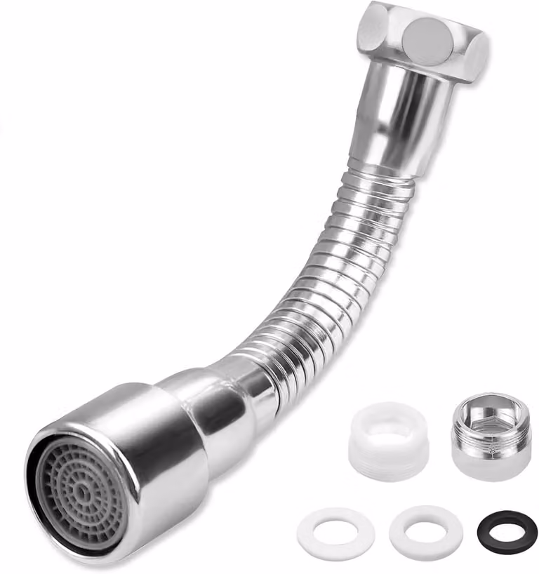 Prolunga per rubinetto da cucina in acciaio inossidabile, da 14 cm, con due diffusori antischizzi