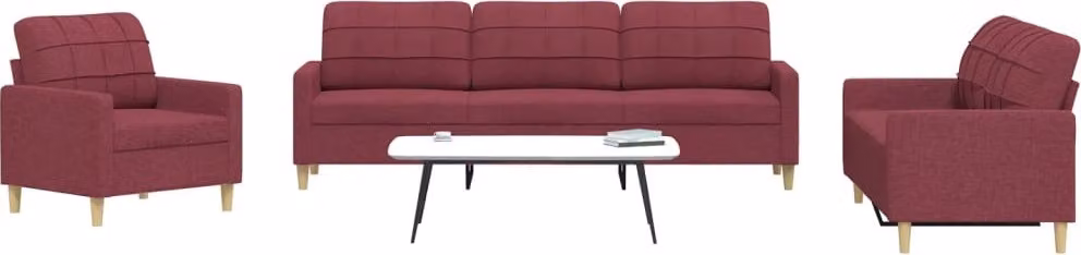 Maison Exclusive - Set divano a 3 posti in tessuto bordeaux