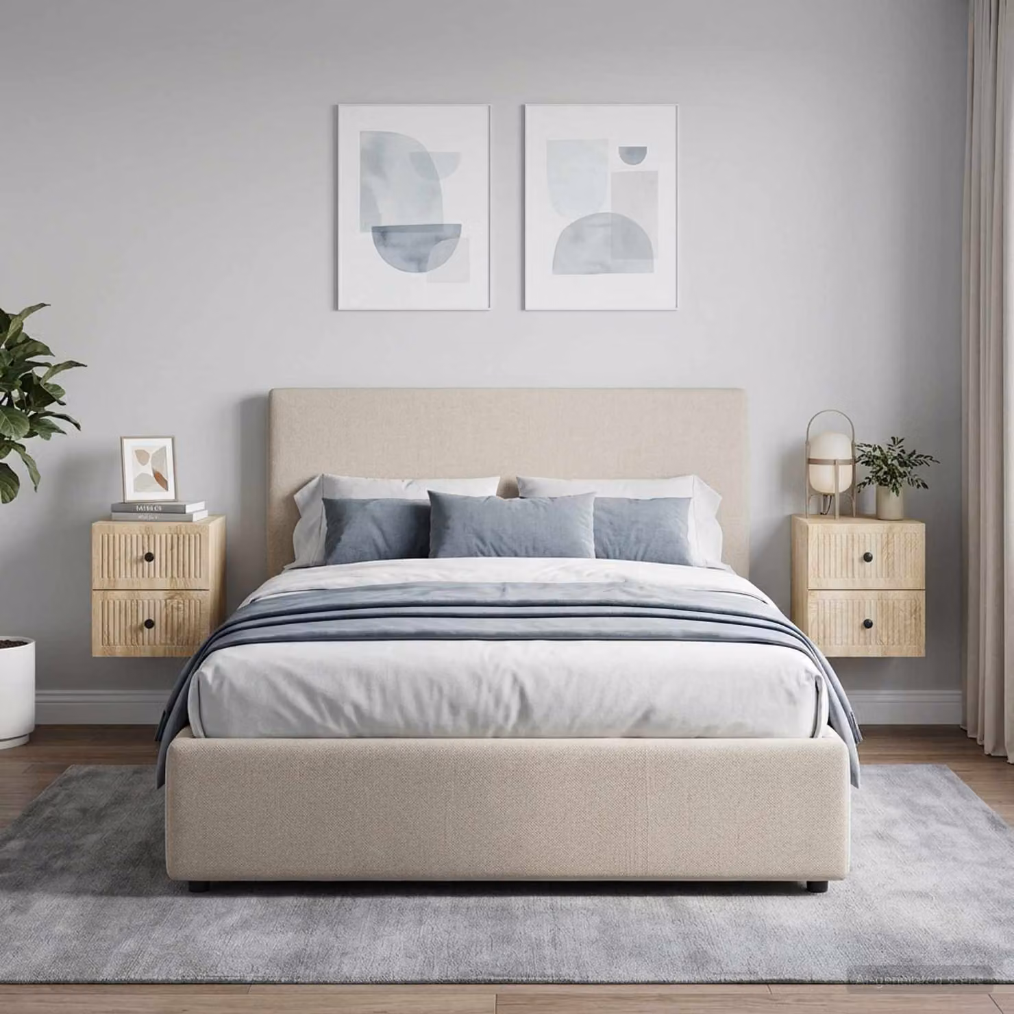 Set di 2 Mobiletti da notte a muro vidaXL in Rovere Sonoma, L 33 cm x P 34,5 cm x H 40 cm