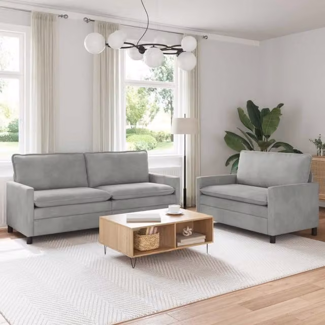 Set di divani 2 pz Grigio Chiaro Velluto 3417127