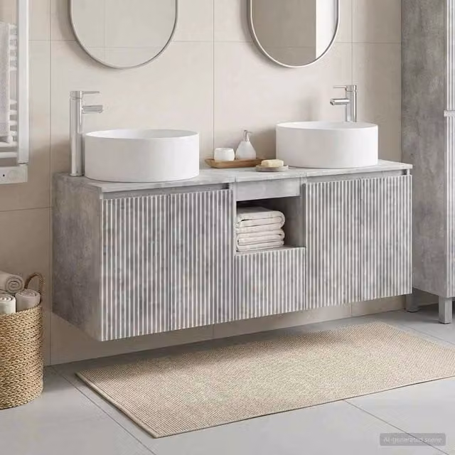 Set di Armadi da Bagno 3 pz Grigio Cemento 3405740