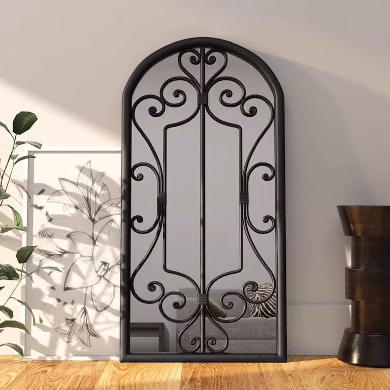 Specchio da parete rettangolare vidaXL in metallo e vetro, colore nero, L: 70 cm, P: 30 cm