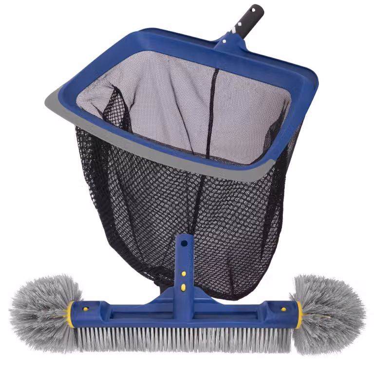Kit per la pulizia della piscina 2-in-1, con retino e spazzola