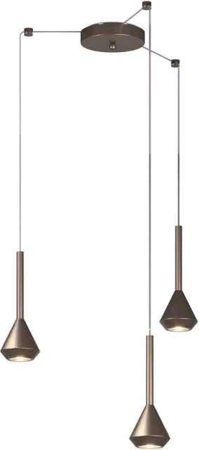 Lampadario Moderno Aygo Metallo Bronzo 3 Luci Gu10