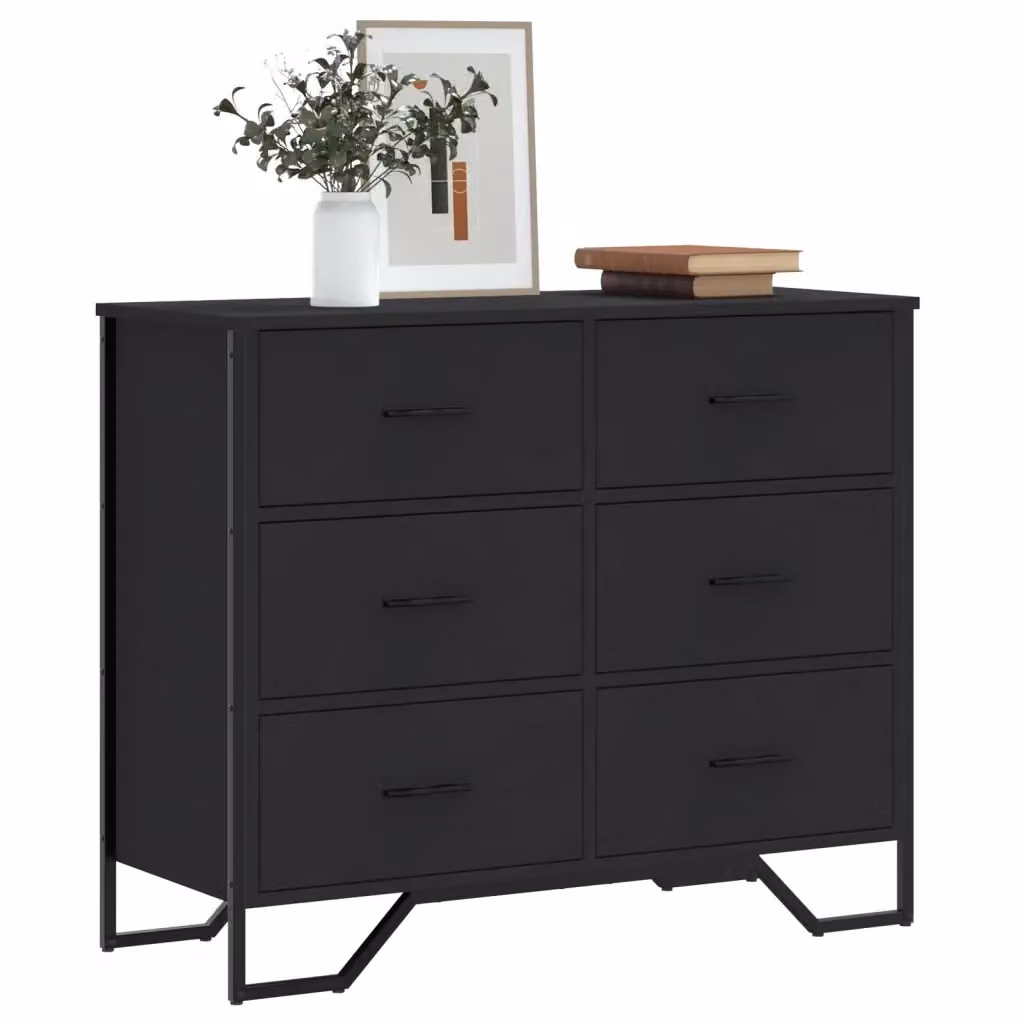Cassettiera moderna nera in MDF da appendere al muro L: 91 cm, P: 35,5 cm, H: 74,5 cm – 2