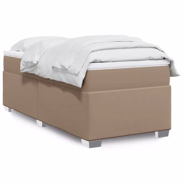 Letto con Giroletto a Molle e Materasso Ibrido vidaXL in Similpelle Beige e Bianco L/P/H: 90 x 190 cm