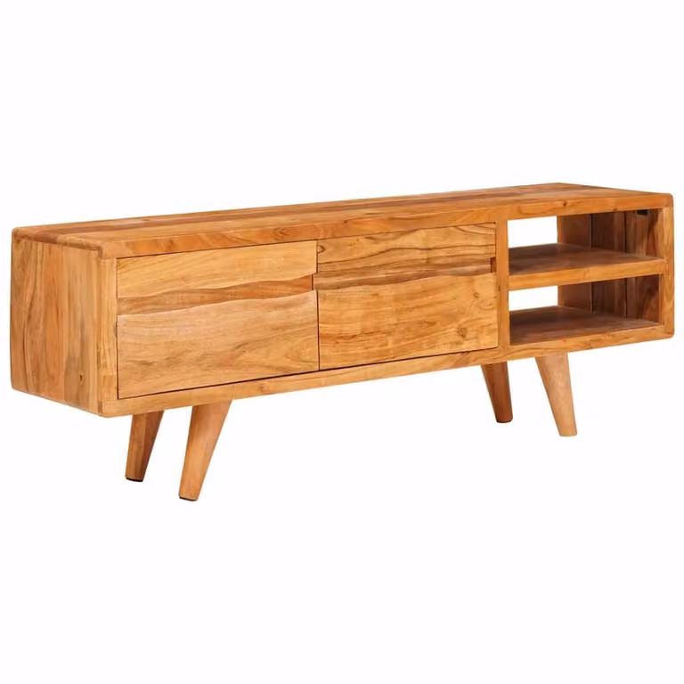 Mobile TV vidaXL in legno di acacia massello marrone, L 110 x P 30 x H 40 cm