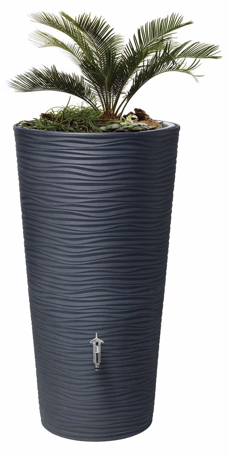 GARANTIA NATURA 2in1 serbatoio per pioggia 210 litri grigio grafite incl. ciotola per piante