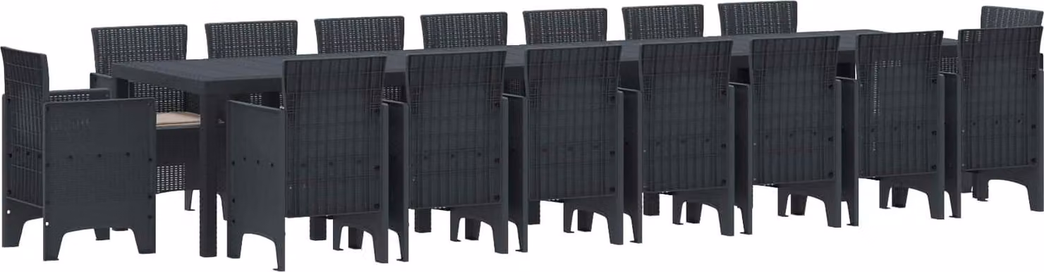 Set da pranzo da giardino con cuscini 17 pcs Antracite PP