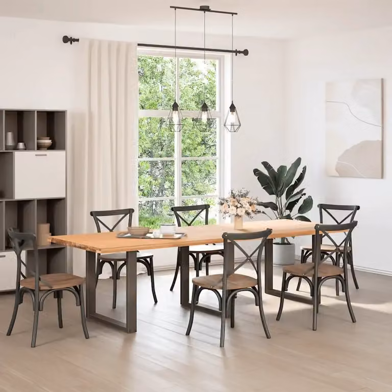 Set di 3 gambe per tavolo da pranzo a forma di U in acciaio inossidabile, colore argento e nero, Altezza: 73 cm, Larghezza: 90 cm
