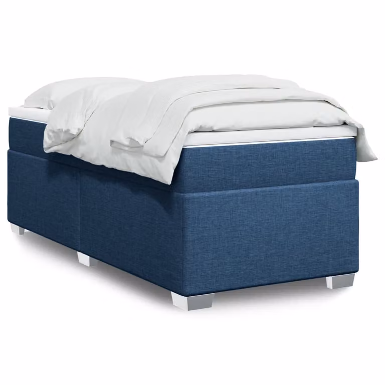 vidaXL Giroletto a Molle con Materasso Ibrido in Tessuto Blu e Bianco, L/P: 90 x 200 cm