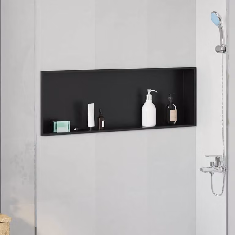 Nicchia per doccia vidaXL in acciaio inox, Nero, L: 90 cm, P: 30 cm, H: 9,5 cm