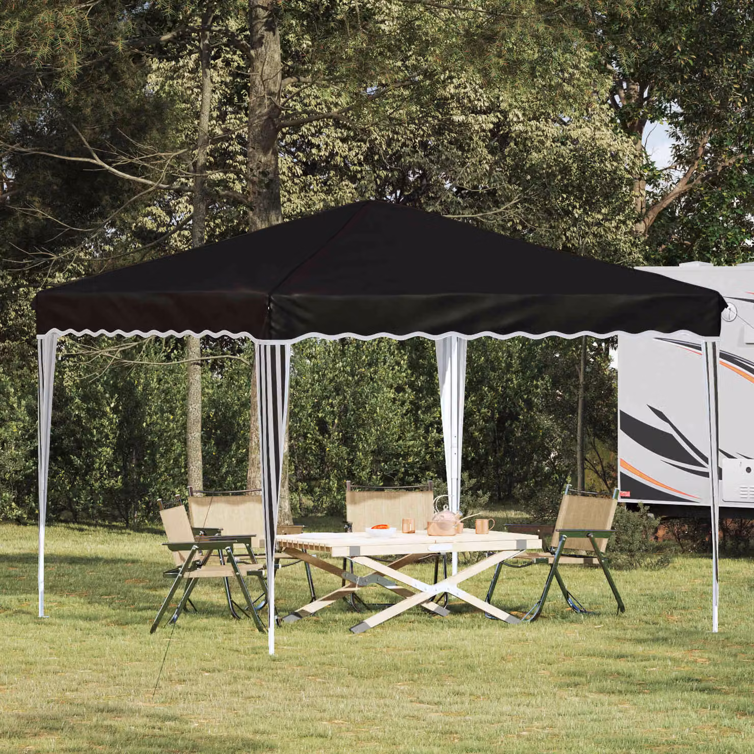 Tenda per feste pop-up vidaXL in tessuto Oxford e acciaio, Nero, L/P/H: 288 x 288 x 245 cm