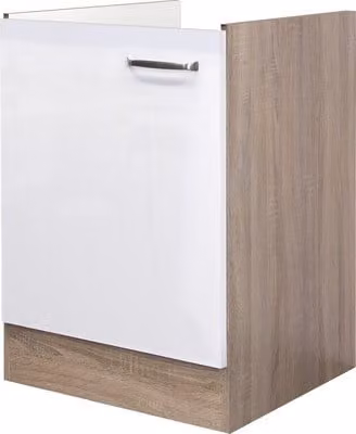 Base lavello senza piano di lavoro - Larghezza 50 cm - Rovere Sonoma bianco lucido - Valencia
