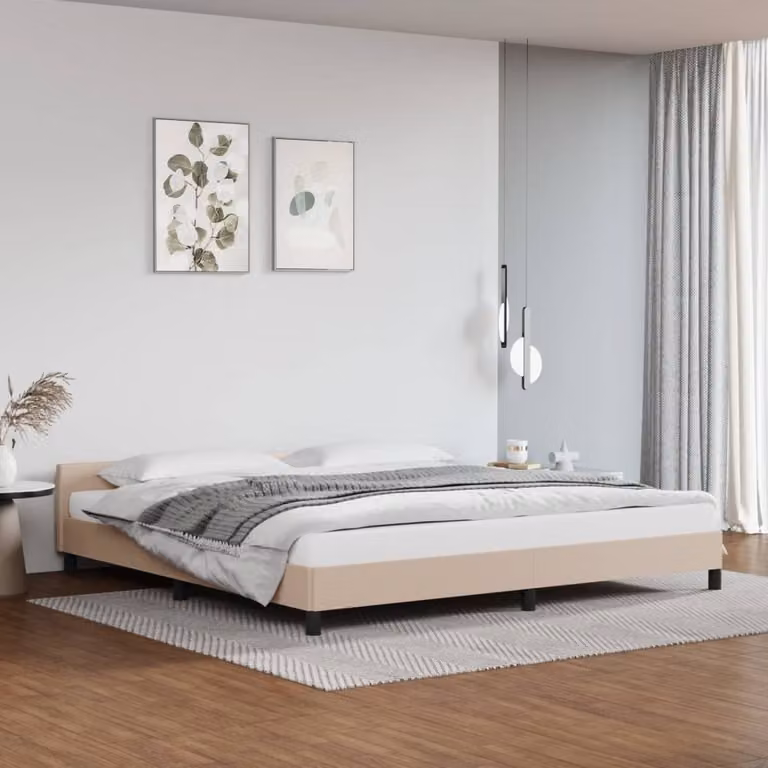 The Living Store Giroletto con testiera cappuccino-marrone 200x200 cm in ecopelle