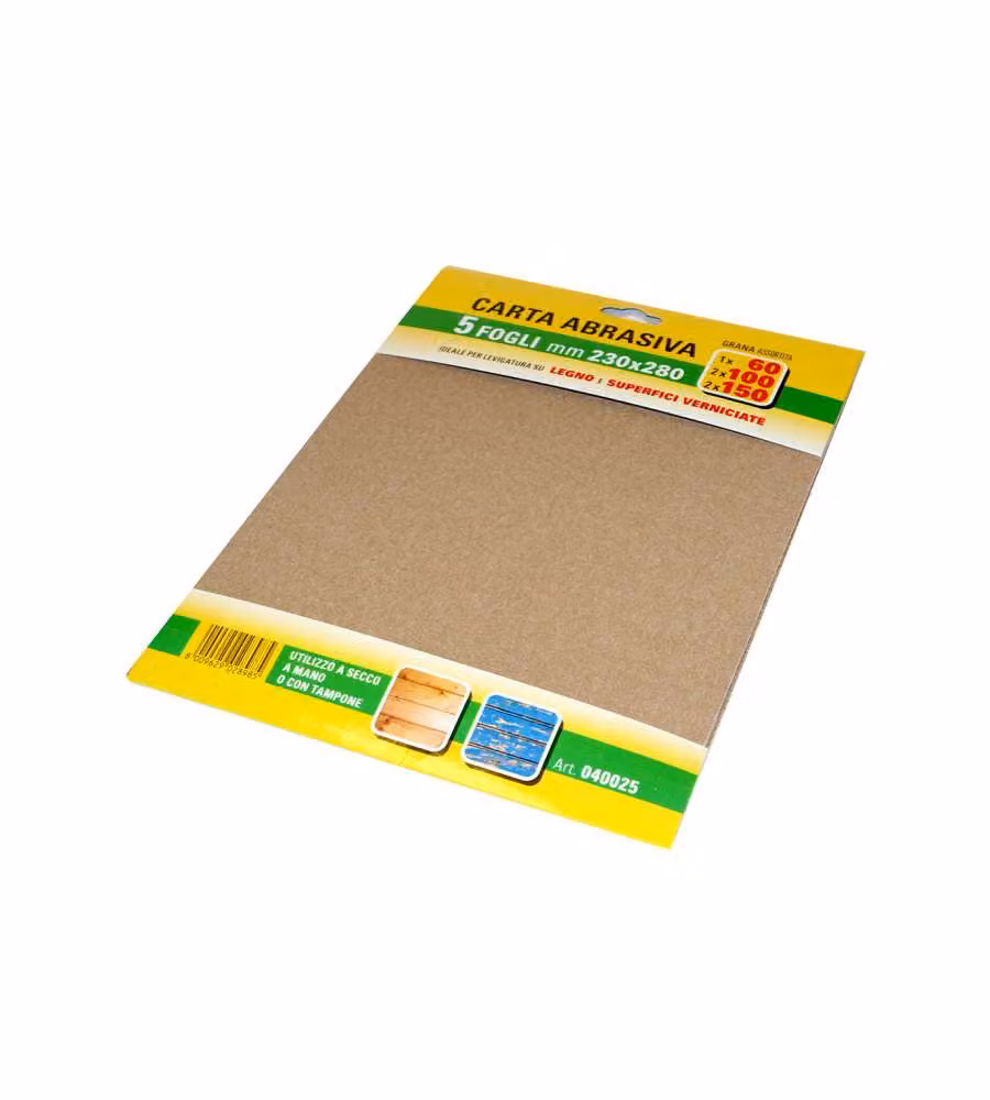Fogli carta abrasiva assortiti 5 pz.