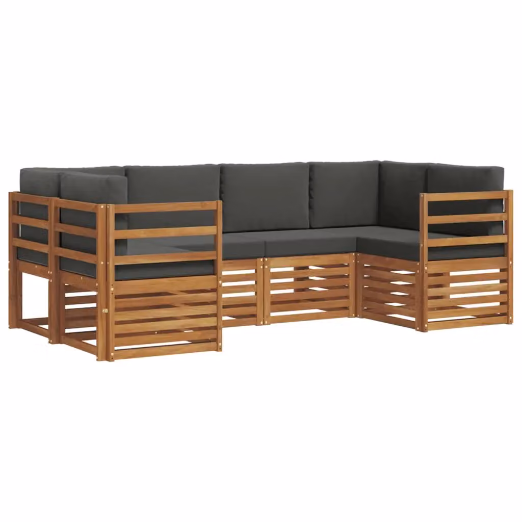Set di divani da esterno a L vidaXL in legno di acacia con cuscini, beige e antracite – 2