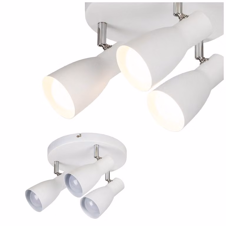 Rabalux 6028 Faretto da soffitto a 3 punti luce, Ebony, E27, bianco, rotondo, stile minimalista, ø215 mm