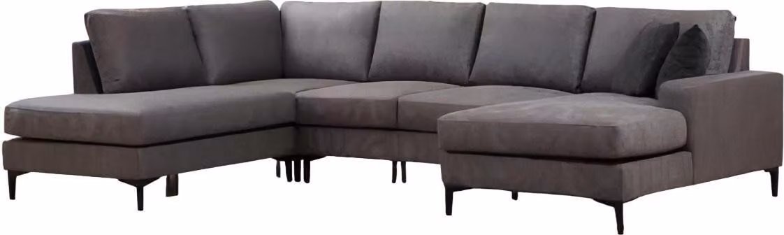 Graues Designer Sofa Moderne Wohnzimmer Stoffcouch Designer U-Form Möbel