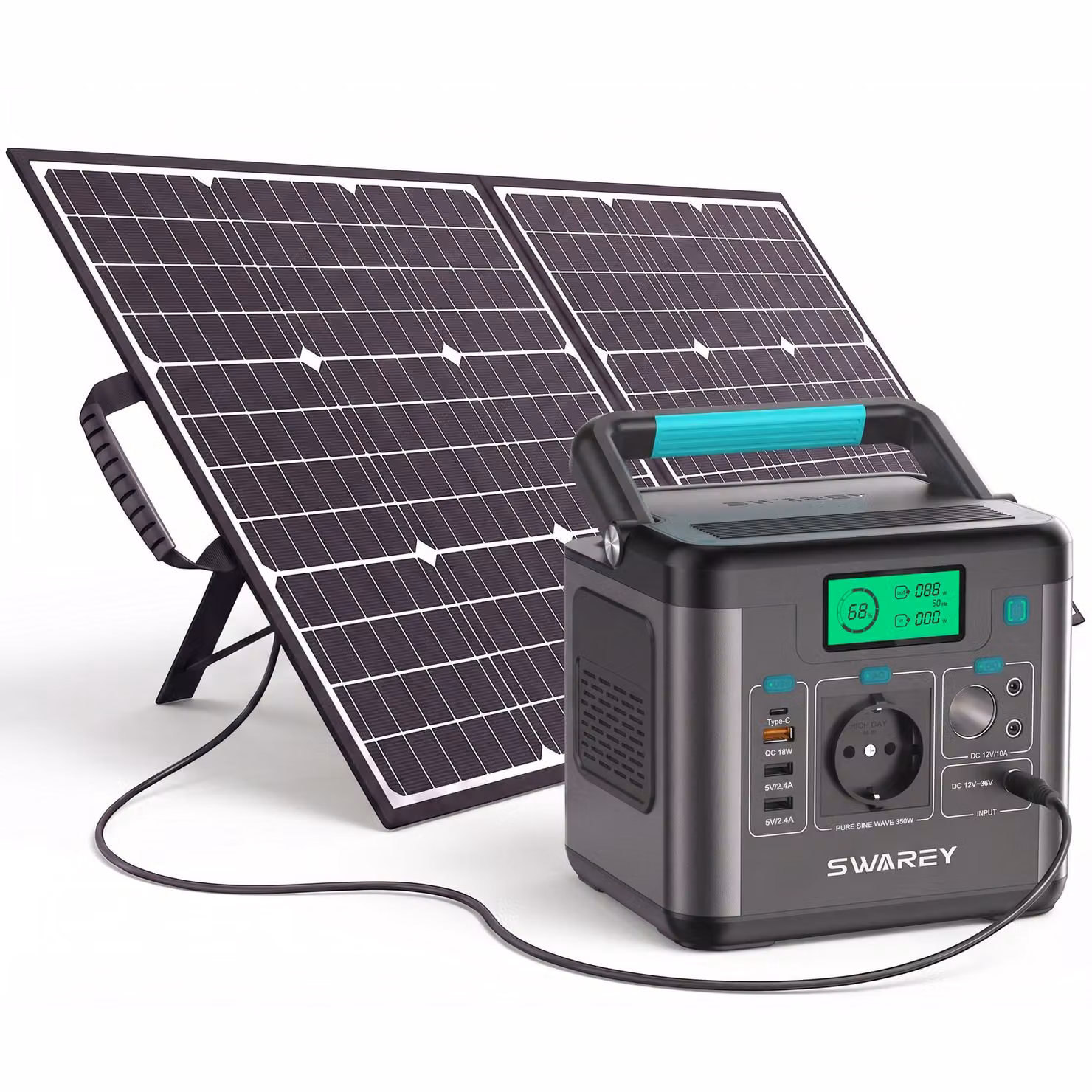 Stazione di ricarica portatile 350W(700W picco) con pannello solare 100W,generatore solare 333Wh,Power Station per campeggio,viaggi e emergenze