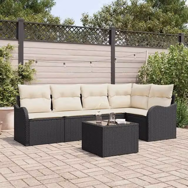 Set Divano da Giardino 5 pz Nero polyrattan 3345707