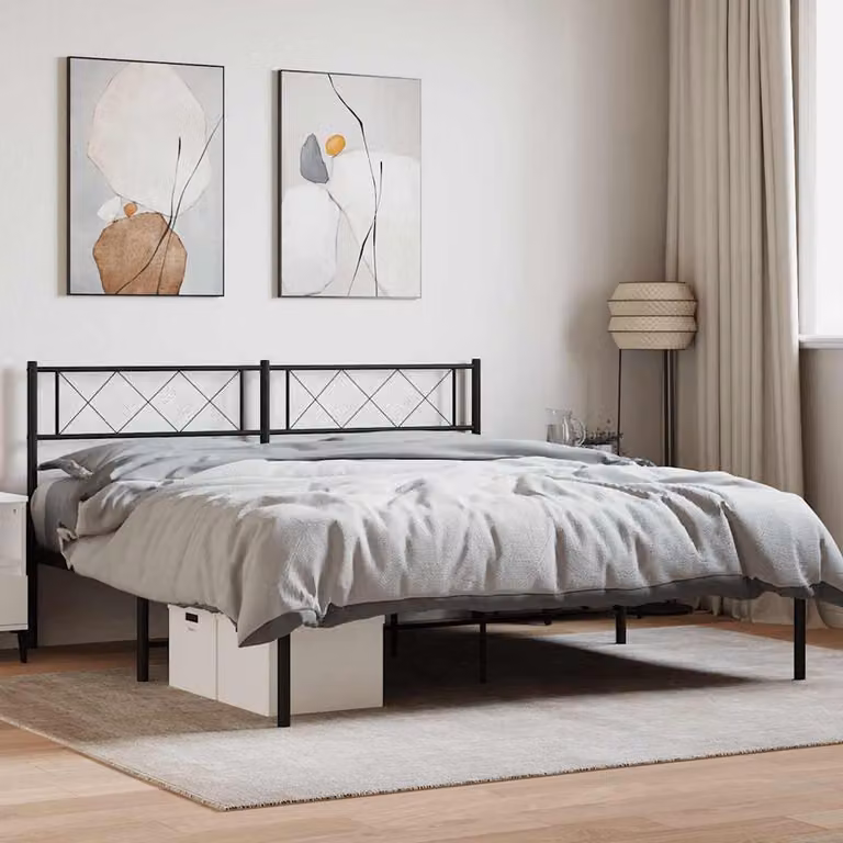 vidaXL Giroletto con Testiera in Metallo Nero L: 160 cm, P: 200 cm