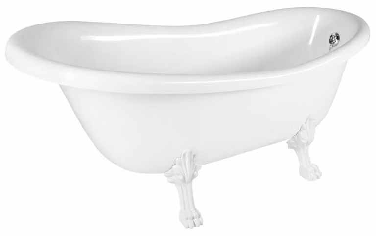 Vasca da bagno freestanding RETRO, 168x76,2x70 cm, bianca, con piedini bianchi